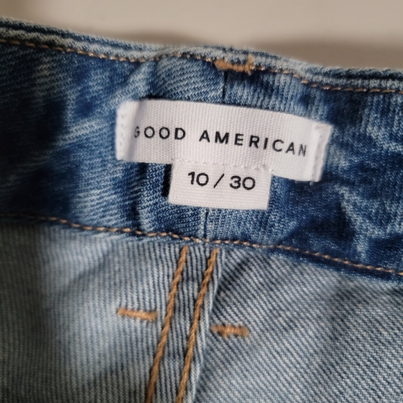 Good American Classic Slim Straight Front Slit Indigo Blue Jeans Size 30 - Picture 12 of 14